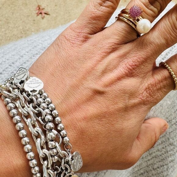 Tiffany & Co. Pink Sapphire Spinel Sugar Stack Ring 18k Rose Gold, sz 6 - Picture 2 of 5